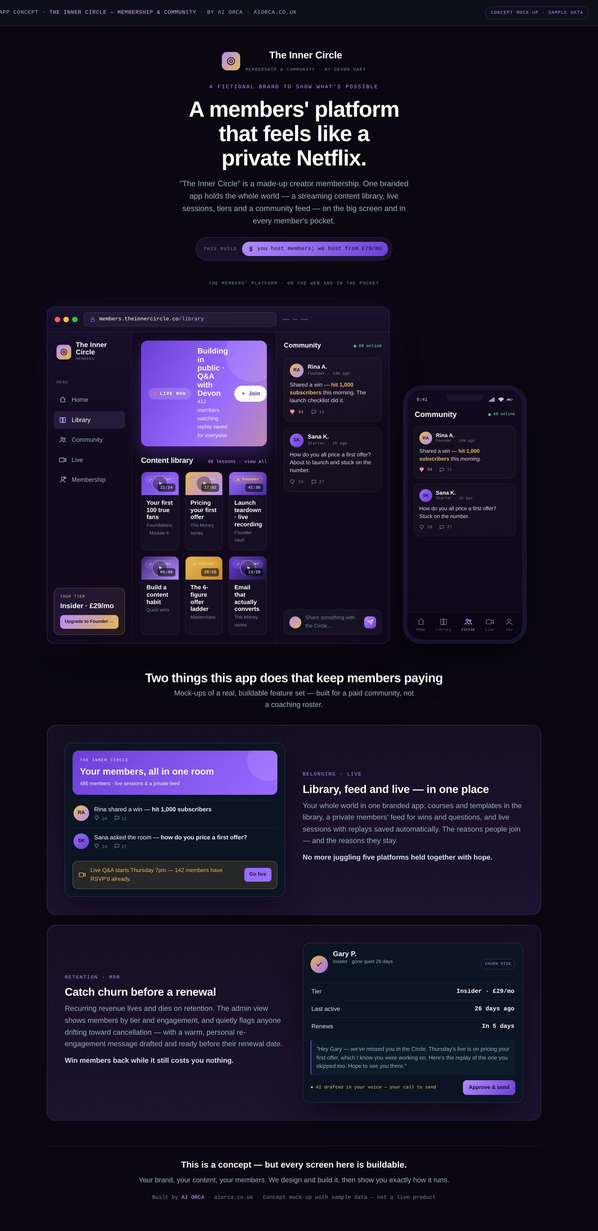 Membership community app concept